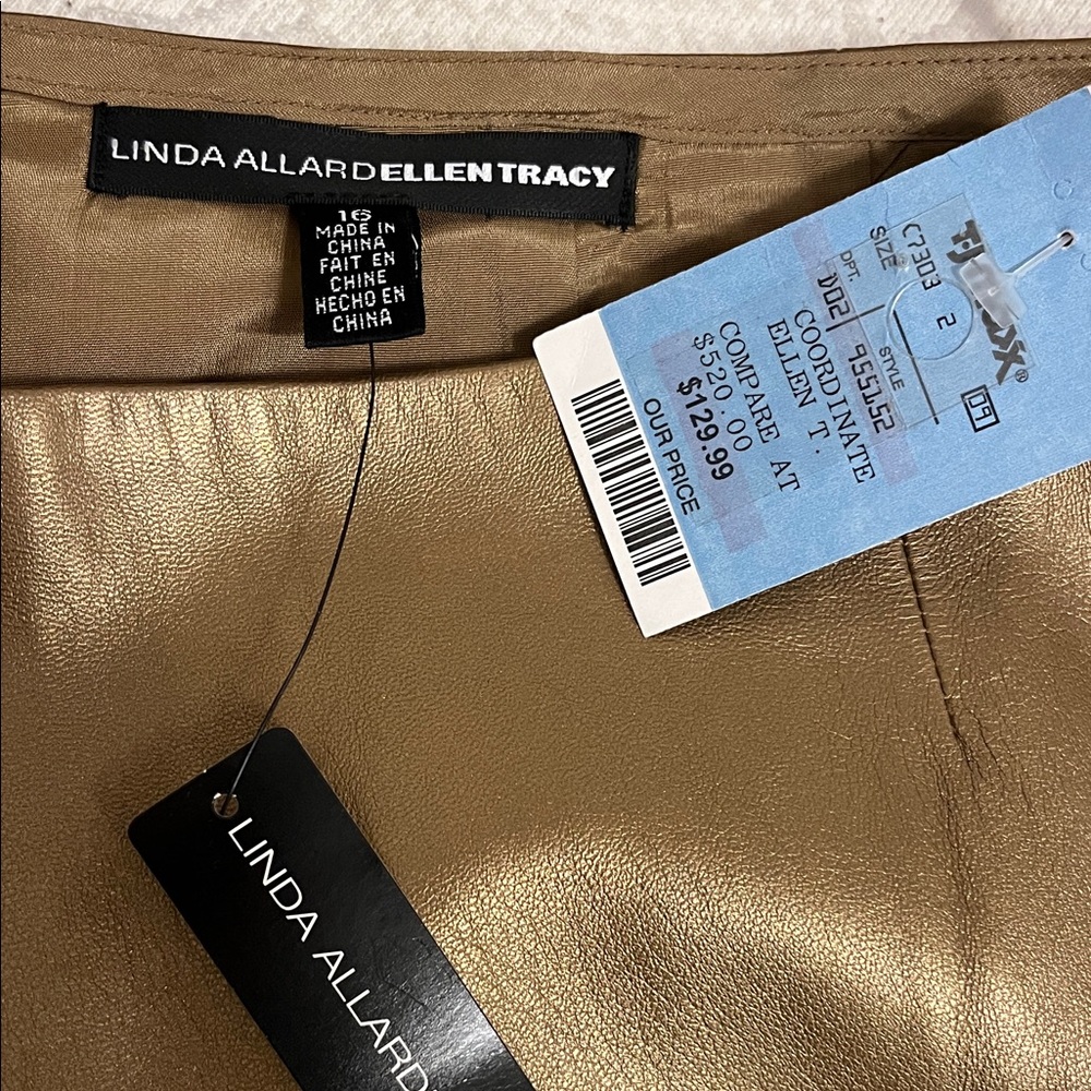 Linda Allard Ellen Tracy Gold Midi Skirt
